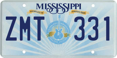 MS license plate ZMT331