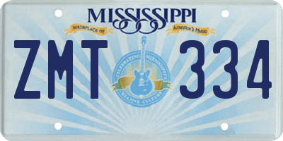 MS license plate ZMT334