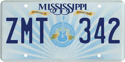 MS license plate ZMT342