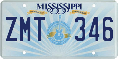 MS license plate ZMT346