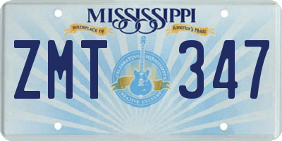 MS license plate ZMT347