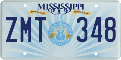 MS license plate ZMT348