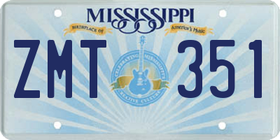 MS license plate ZMT351