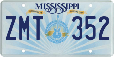 MS license plate ZMT352