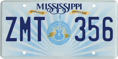MS license plate ZMT356