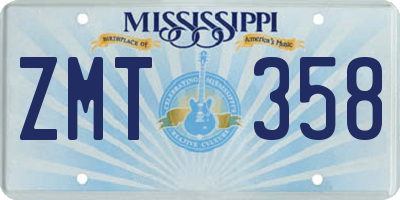 MS license plate ZMT358