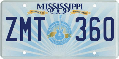 MS license plate ZMT360