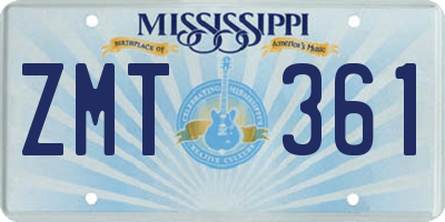 MS license plate ZMT361