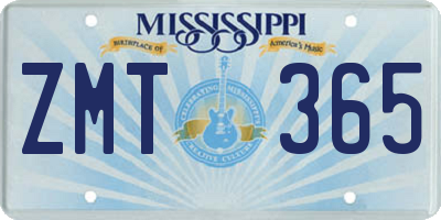 MS license plate ZMT365