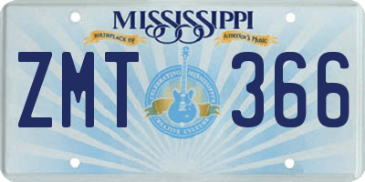 MS license plate ZMT366