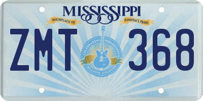 MS license plate ZMT368
