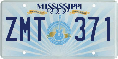 MS license plate ZMT371