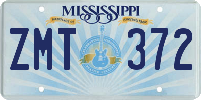 MS license plate ZMT372