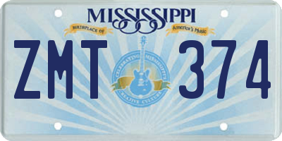 MS license plate ZMT374