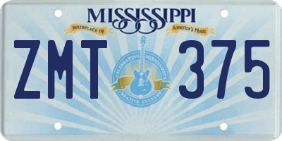 MS license plate ZMT375