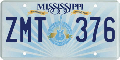 MS license plate ZMT376