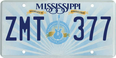 MS license plate ZMT377