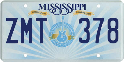 MS license plate ZMT378