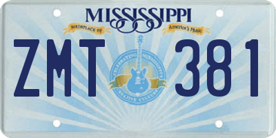 MS license plate ZMT381