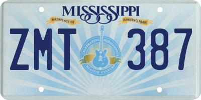 MS license plate ZMT387