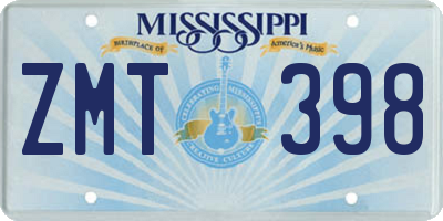 MS license plate ZMT398