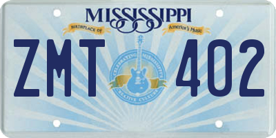 MS license plate ZMT402