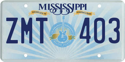 MS license plate ZMT403