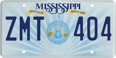 MS license plate ZMT404