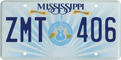 MS license plate ZMT406