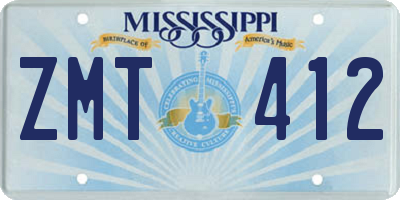 MS license plate ZMT412