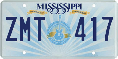 MS license plate ZMT417