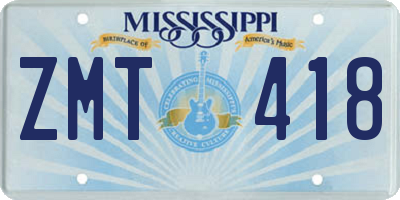 MS license plate ZMT418