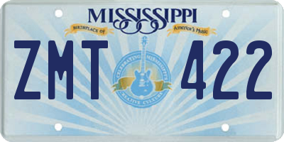 MS license plate ZMT422