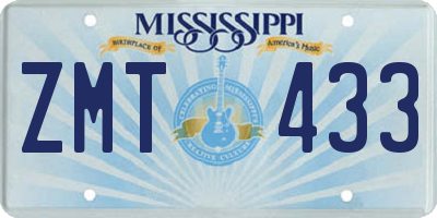 MS license plate ZMT433