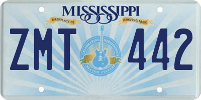 MS license plate ZMT442