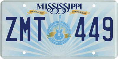 MS license plate ZMT449