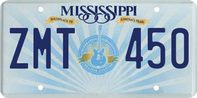 MS license plate ZMT450