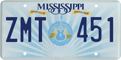 MS license plate ZMT451