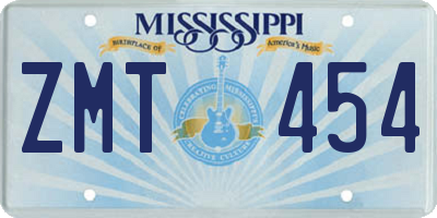 MS license plate ZMT454