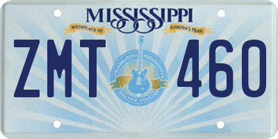MS license plate ZMT460