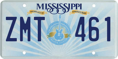 MS license plate ZMT461