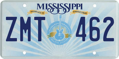 MS license plate ZMT462