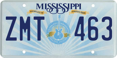 MS license plate ZMT463