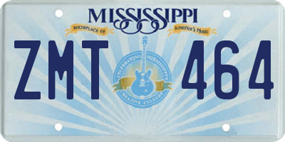 MS license plate ZMT464