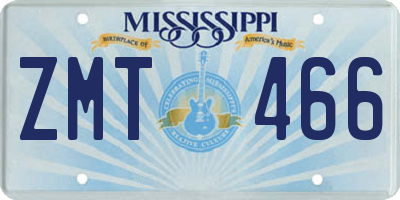 MS license plate ZMT466