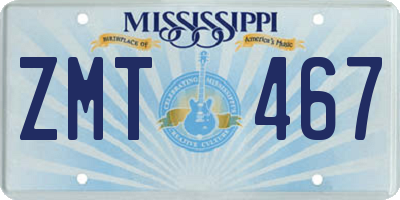 MS license plate ZMT467