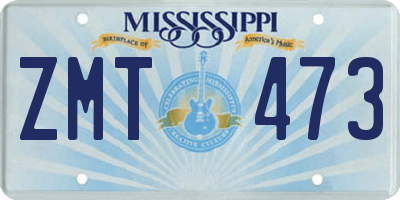 MS license plate ZMT473
