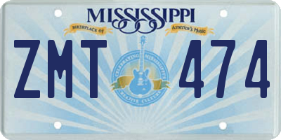 MS license plate ZMT474