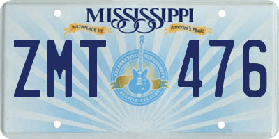 MS license plate ZMT476