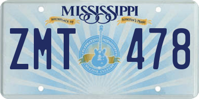 MS license plate ZMT478